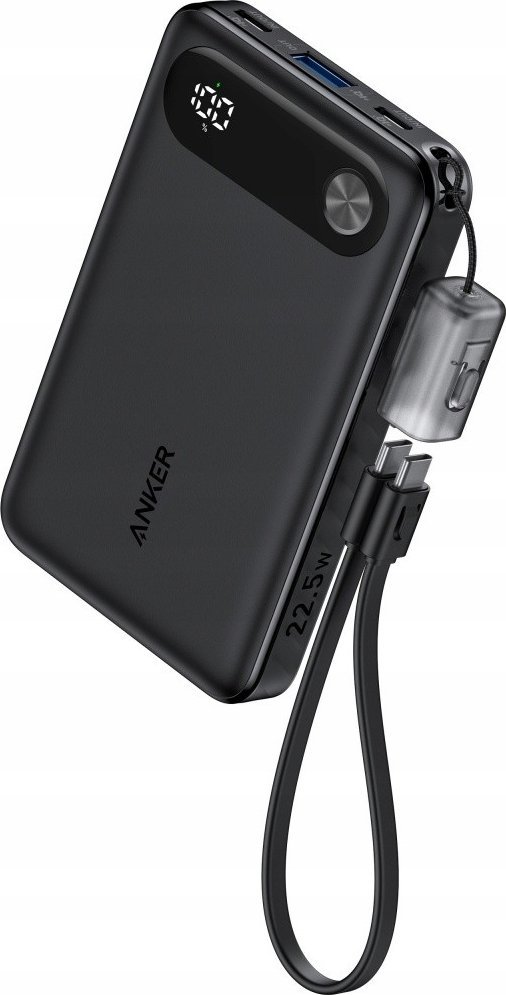 Powerbank Anker Powercore 10 000 mAh 22.5W Wbudowany kabel Usb-c Czarny