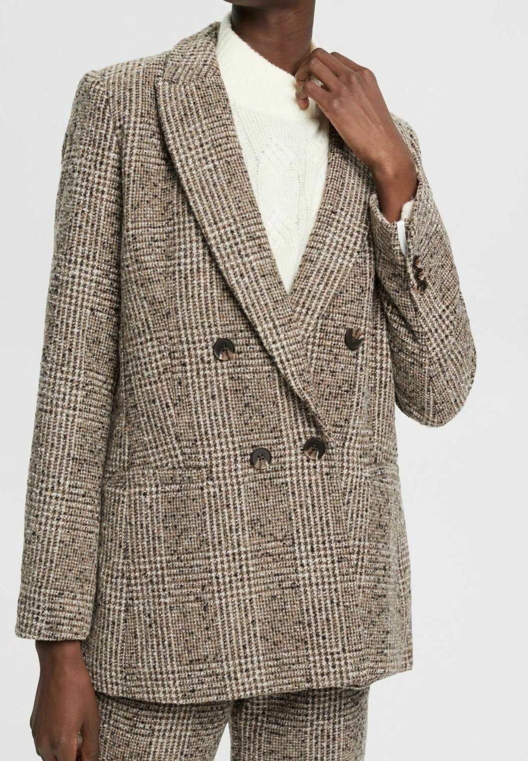 Esprit Dvouřadé Sako Dámské Kostkované Sako S Vlnou 38 6FA