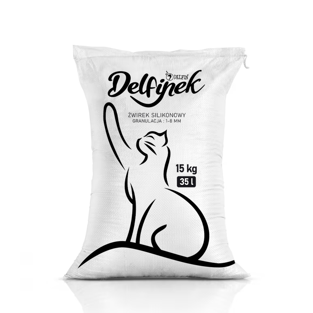 Żwirek silikonowy dla kota Delfinek chłonny i bezpyłowy 15kg(1 8mm)