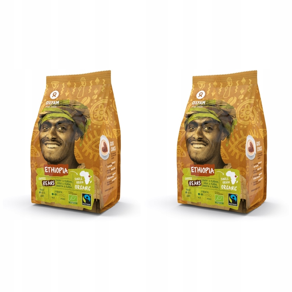 2x Kawa Ziarnista Arabica 100 % Etiopia Fair Trade Bio 250 g Oxfam