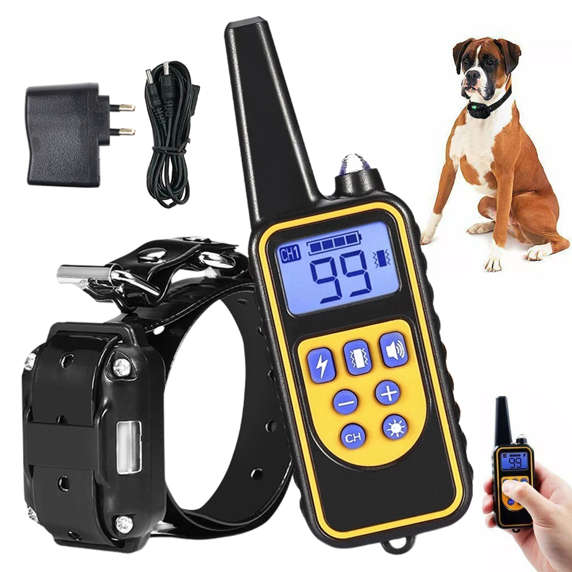 Levně Výcvikový Obojek Pro Psa 800 M, 4 Režimy, Voděodolná Stimulace, IP67