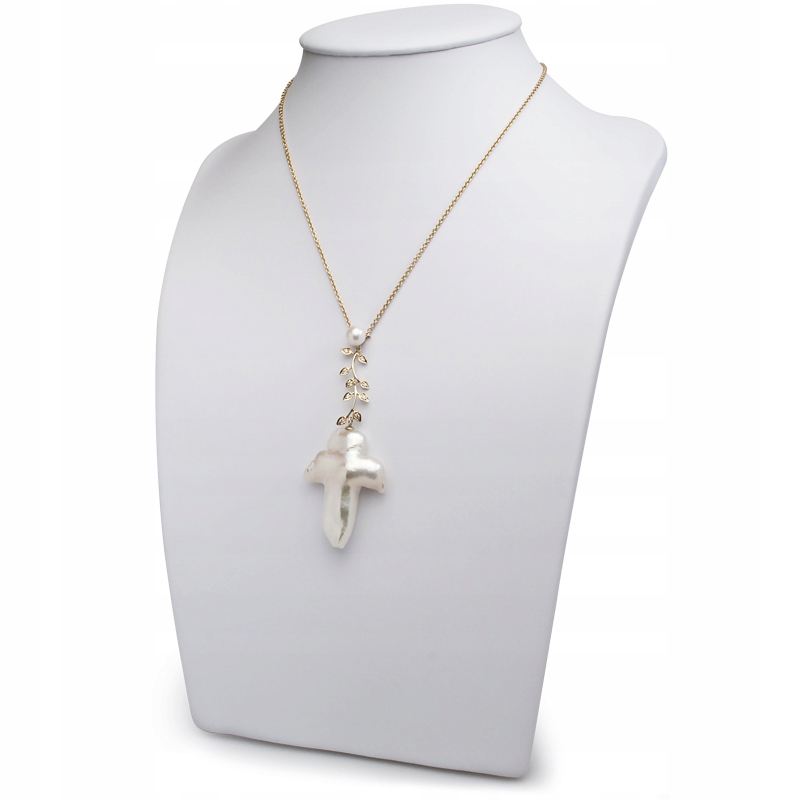 Zlatý Řetízek S Velkou Barokní Perlou Ve Tvaru Kříže