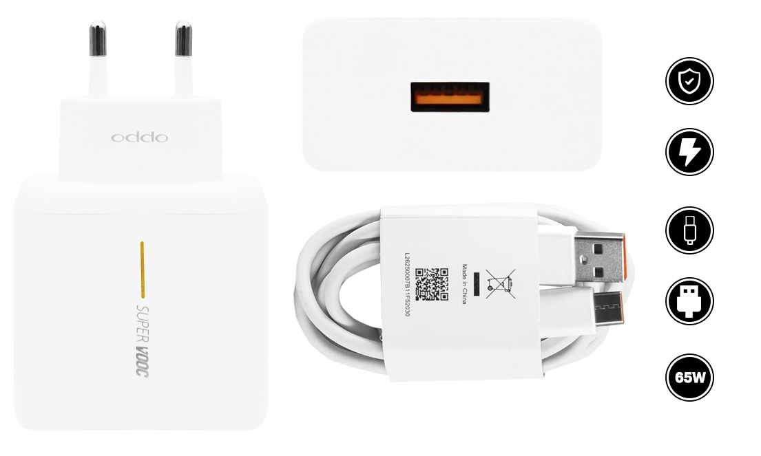 ORYGINALNA ŁADOWARKA SIECIOWA OPPO SuperVOOC 65W 5/10V + KABEL USB TYP C Marka Inna