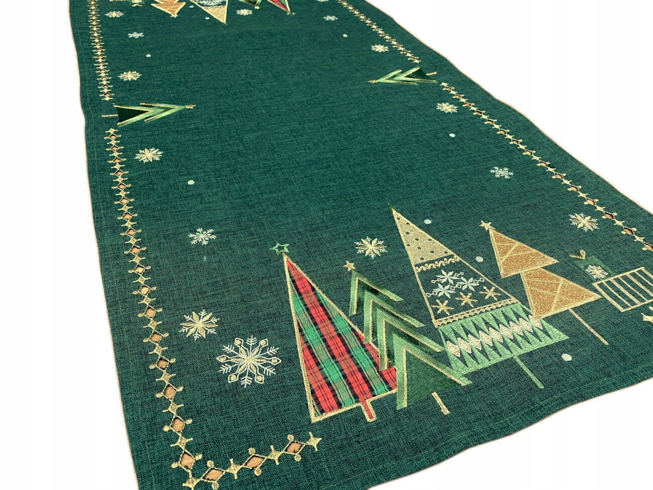 

Bieżnik Świąteczny 50x100 cm złociste choinki