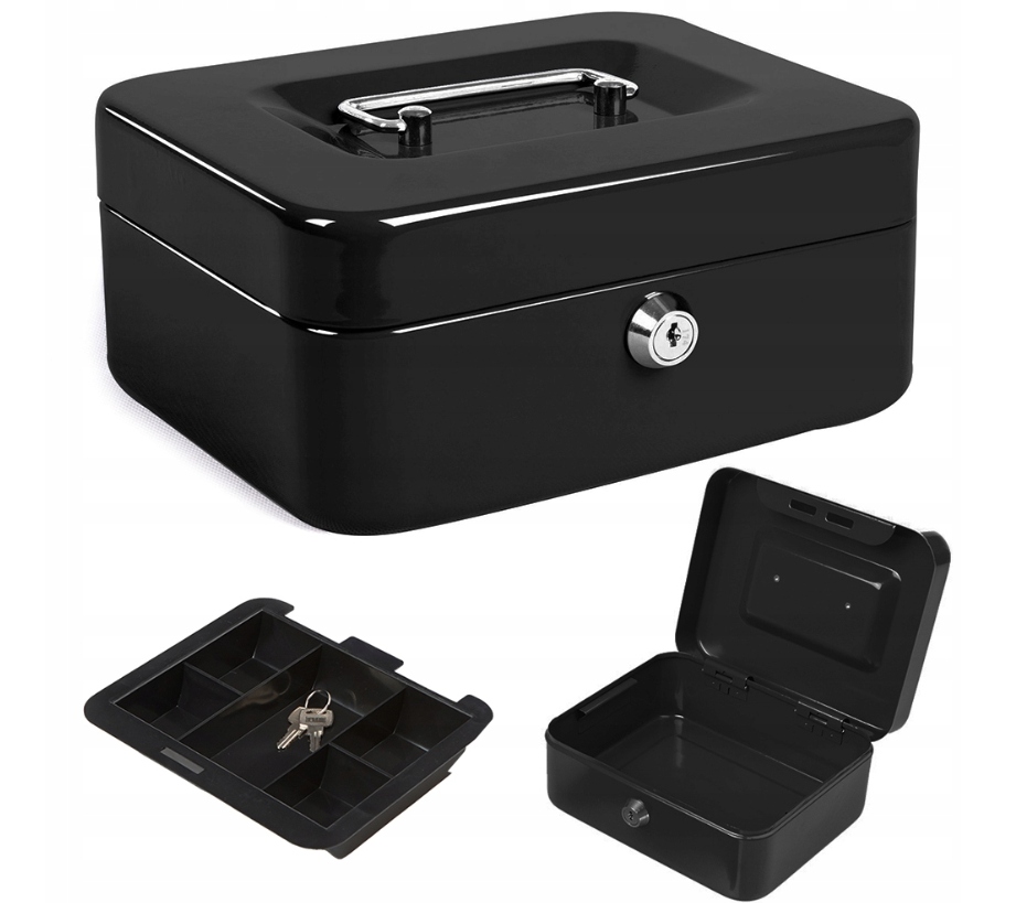 KASETKA METALOWA NA PIENIĄDZE SEJF KLUCZ DOKUMENTY