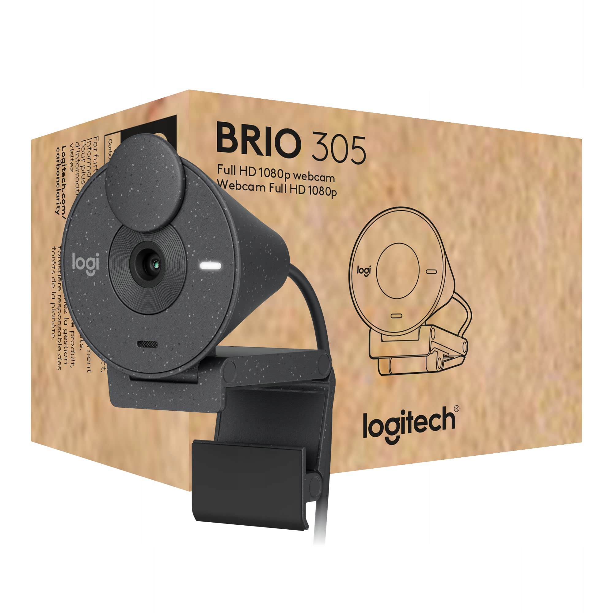 LOGITECH Brio 305 Kamera Full HD 1080P USB-C Mikrofon Graphit