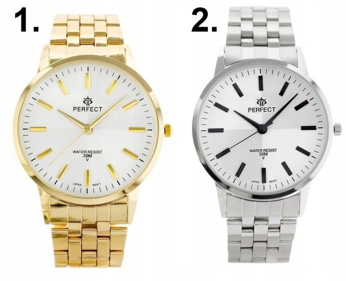 ZEGAREK MĘSKI PERFECT RAMZY +BOX +GRAWER klasyczny złoty stalowy Marka Perfect