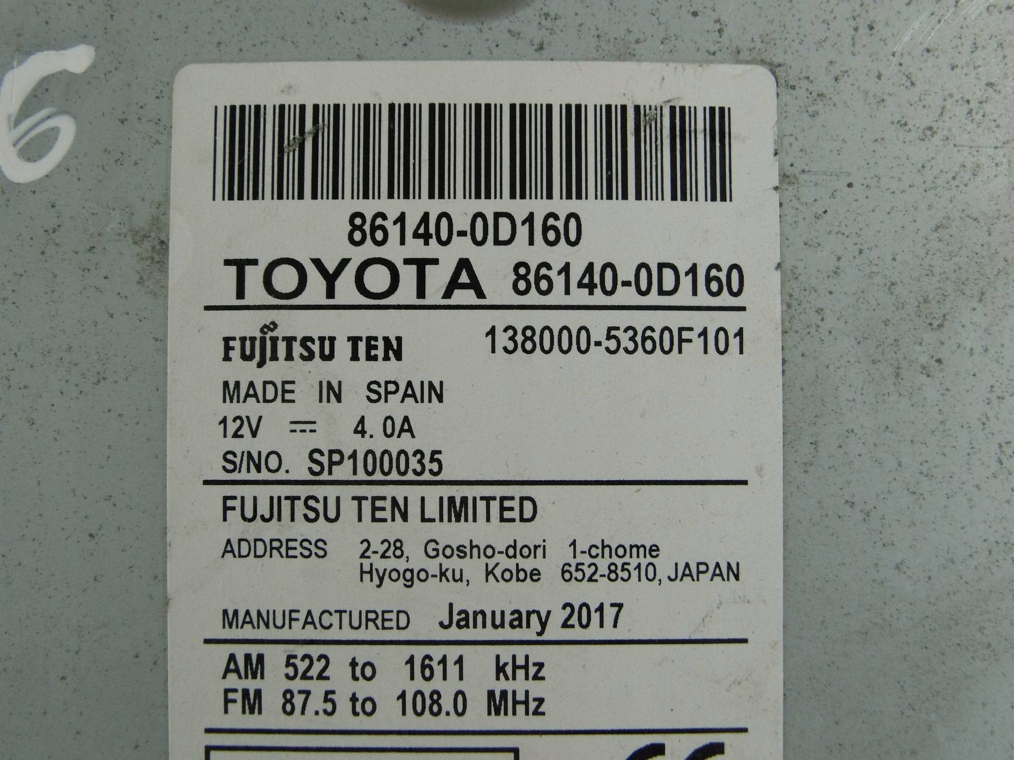 Toyota Yaris III radio Display ANGLIK