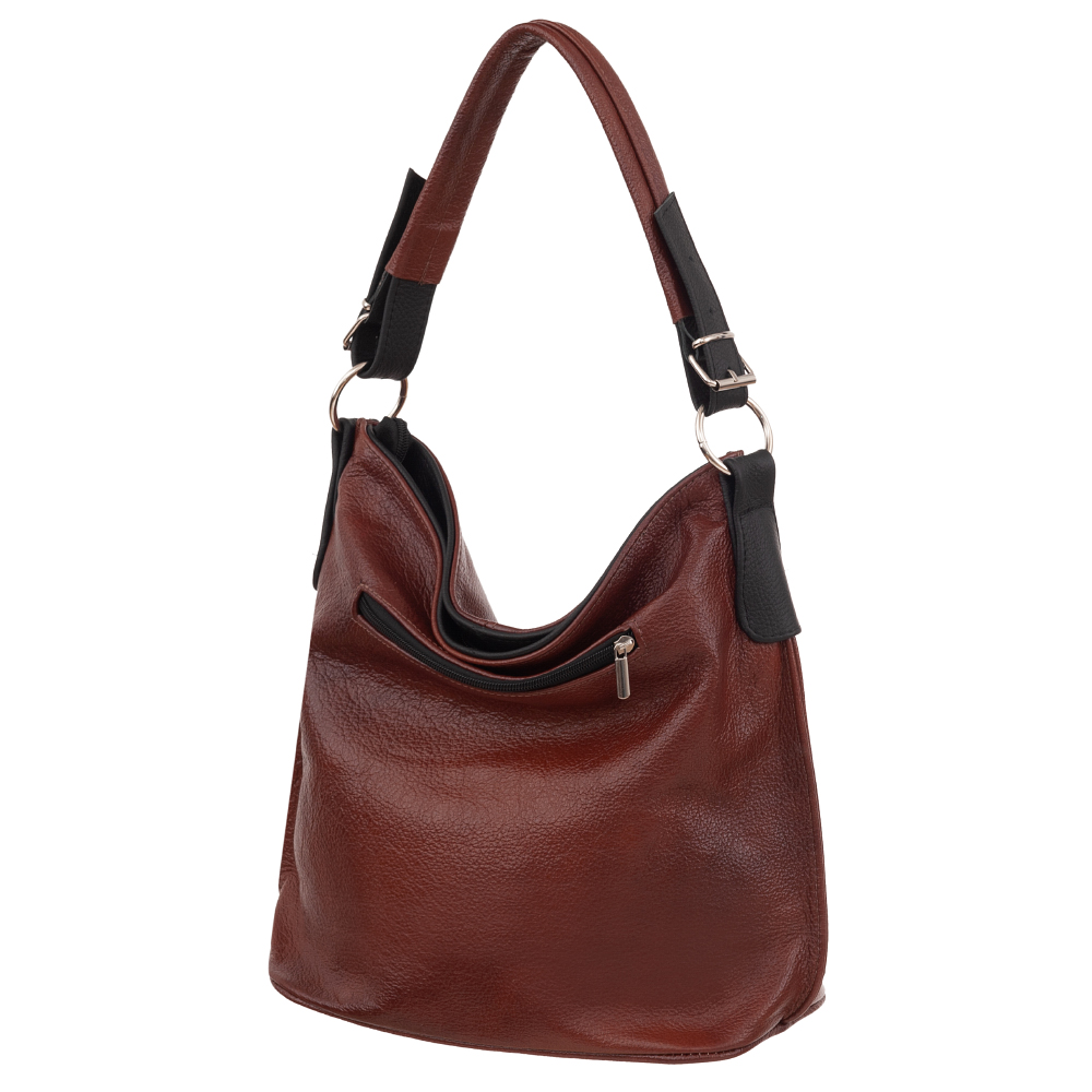 BRĄZOWA KONIAKOWA SKÓRZANA TOREBKA WOREK SHOPPER SKÓRA NATURALNA Kolor brązowy