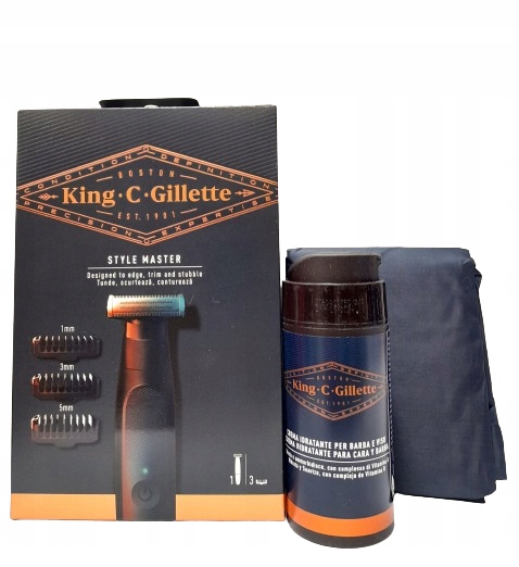 Zestaw Gillette King C Trymer Krem Peleryna Barberska