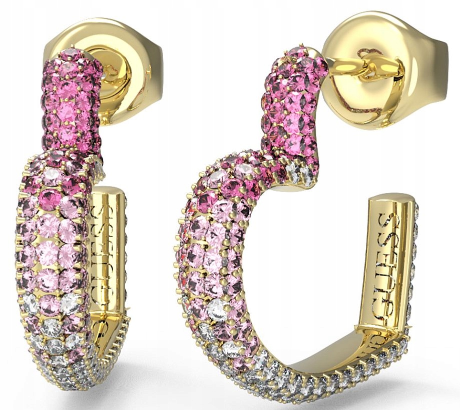 Módní Náušnice Guess Beloved Srdce S Růžovými A Stříbrnými Krystaly Set