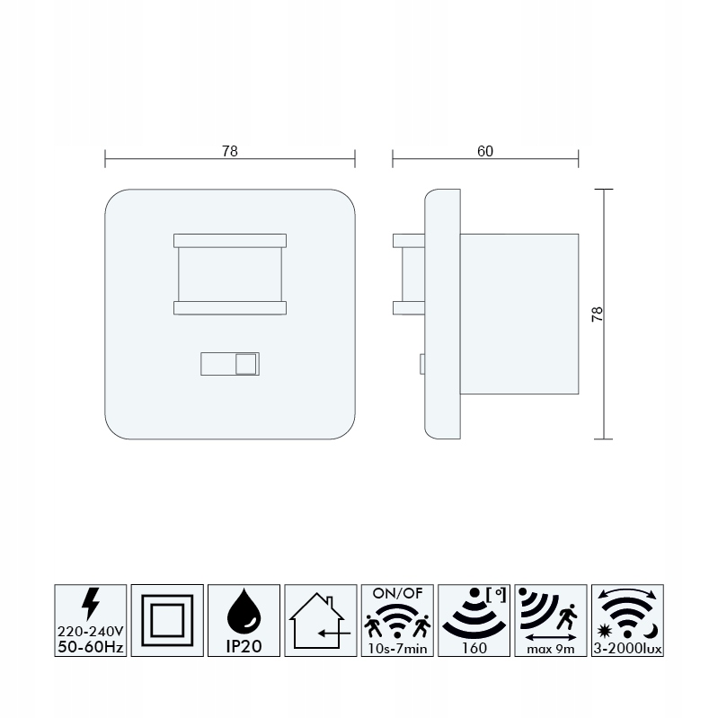 Ścienny CZUJNIK RUCHU ZMIERZCHU DOPUSZKOWY IP44 Kod producenta 6705