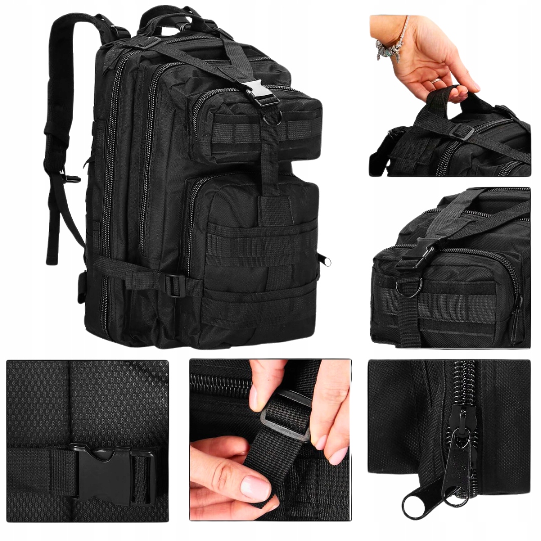 PLECAK TAKTYCZNY WOJSKOWY MILITARNY GÓRSKI 35L SURVIVAL SZKOLNY WYCIECZKI Model Plecak 35l Czarny Taktyczny + Apteczka MILTEC