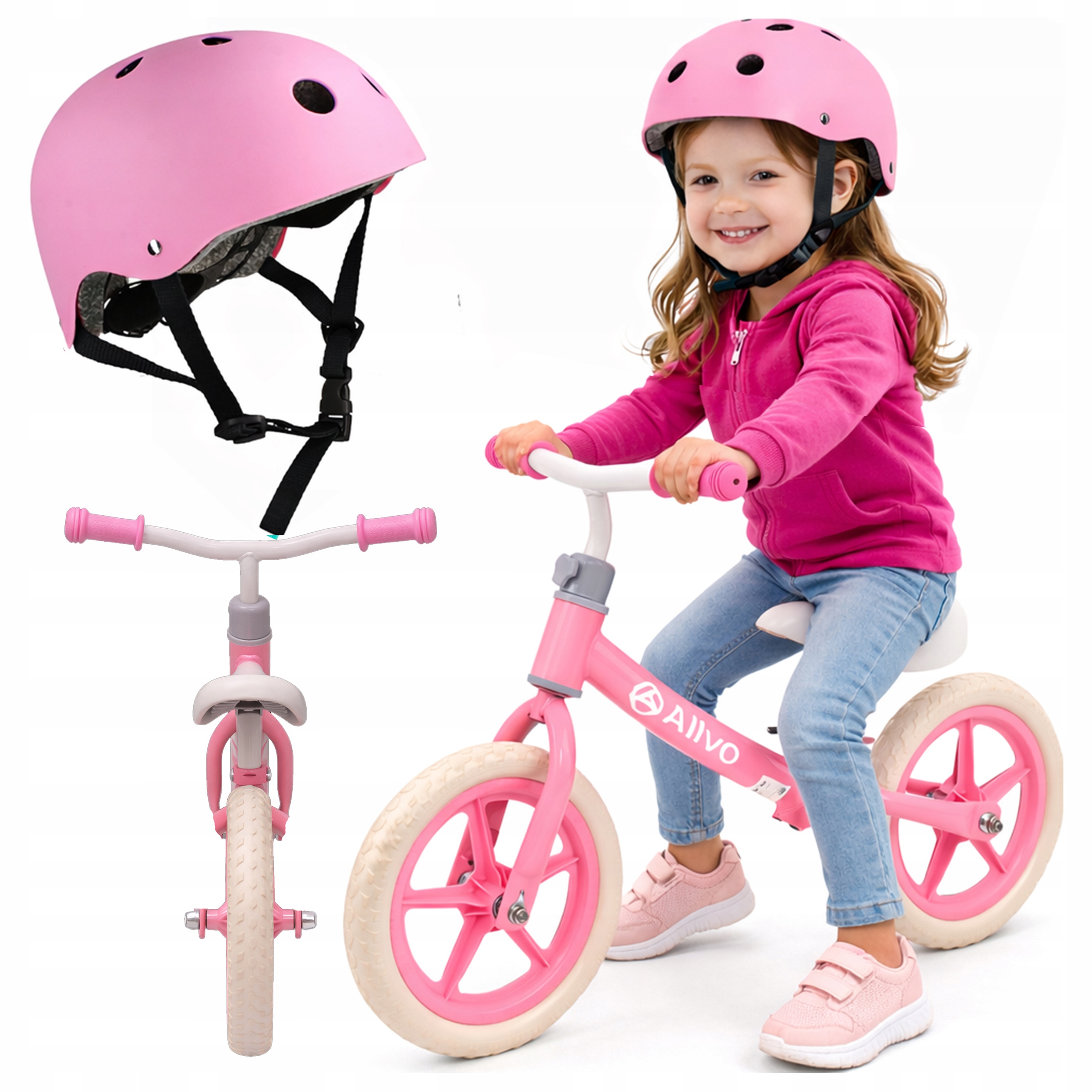 2w1 Rowerek Biegowy Rower Dla Dzieci Lekki Regulowany 12'' Kask 48-54 CM