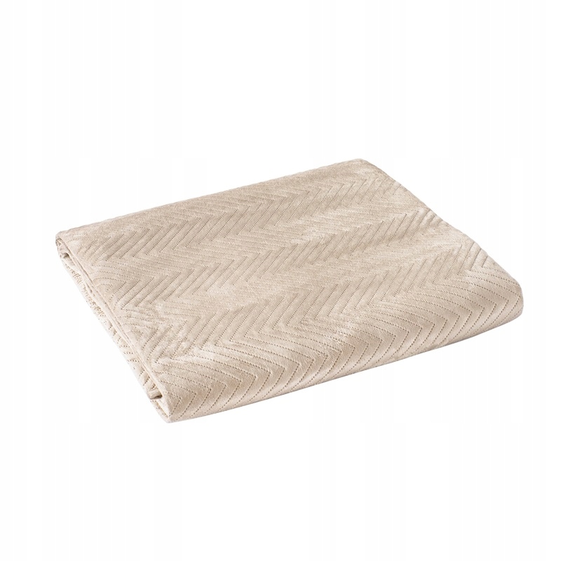 Přehoz na postel prošívaný velvetový Lux jedle 170x210 béžový
