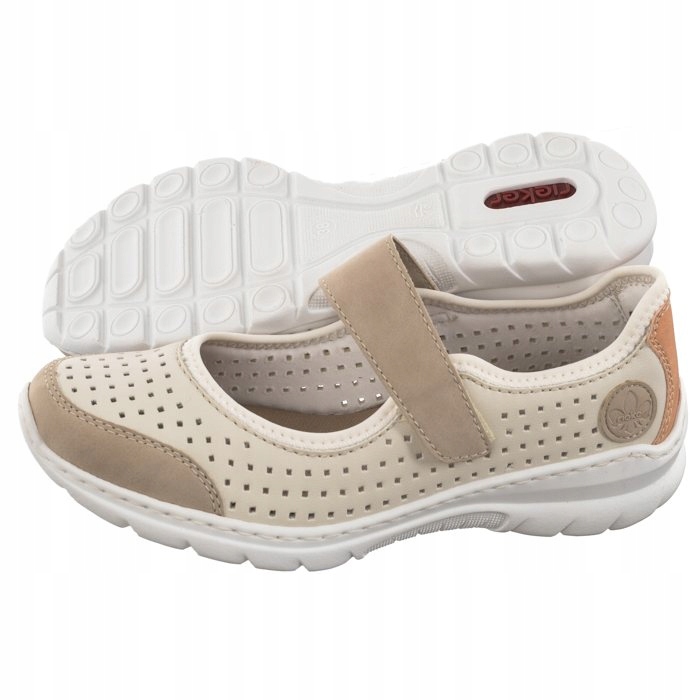 Polobotkové boty Slip on Dámské Rieker Béžové L32B5-81 Bílá Kombinace