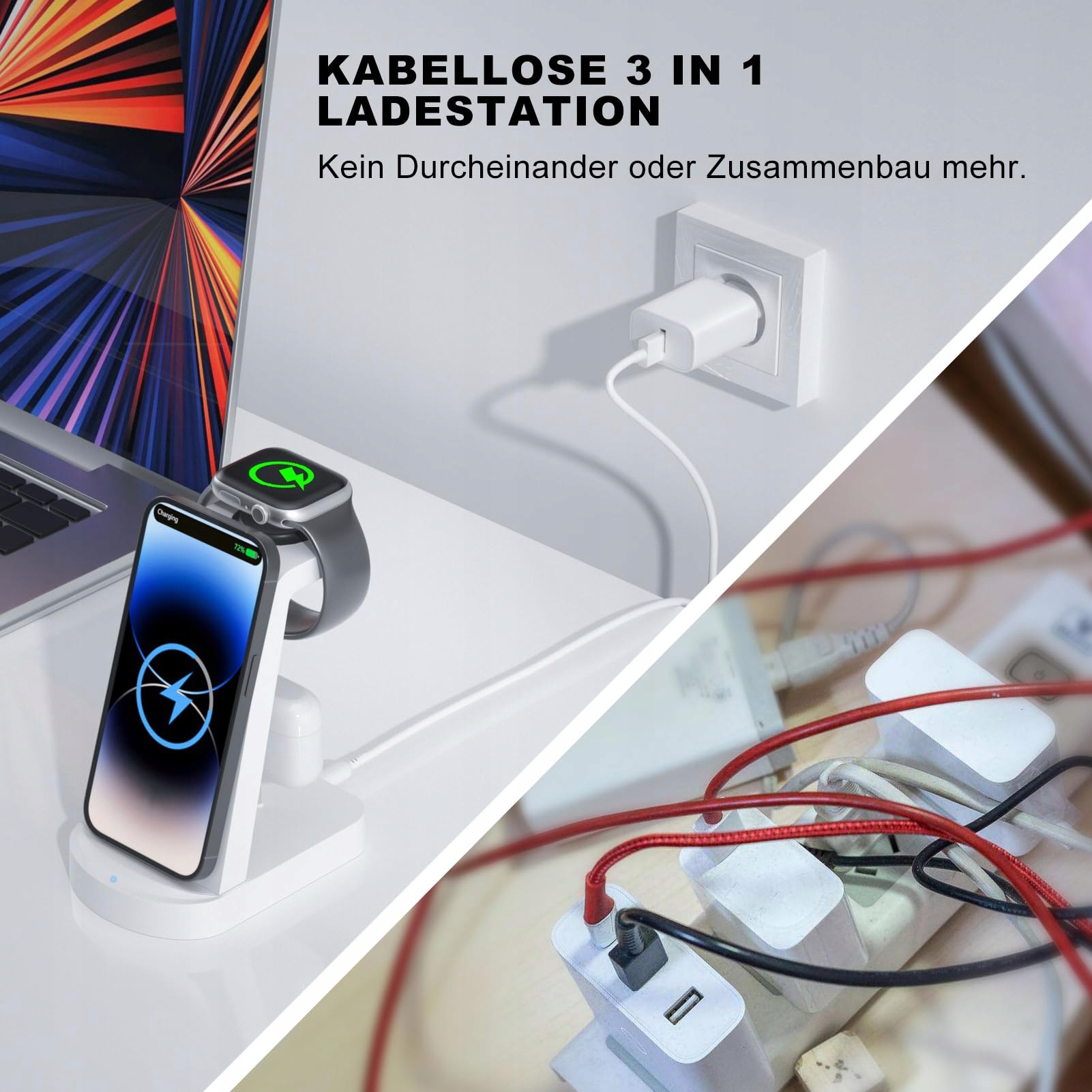 INNISTO UNIVERSAL Ładowarka 3w1 Do iPhone Apple Watch AirPods — miniatura 4