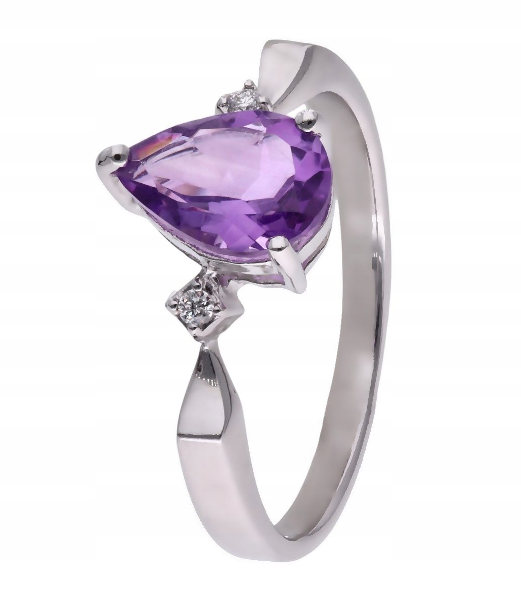 Prstýnek Ag 925 Ametyst a diamanty CVD-3394-R-AM vel.19