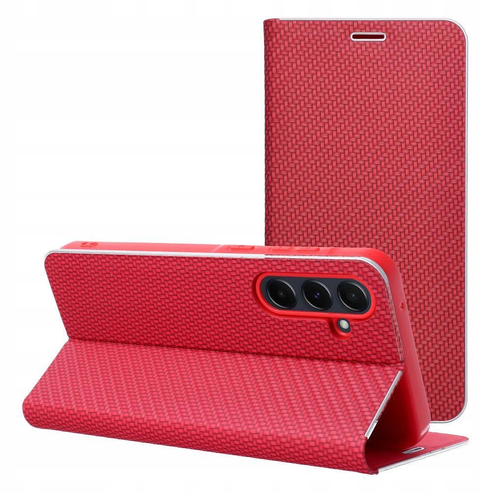 Etui Luna Book Carbon Do Samsung A15 4G A15 5G Czerwony