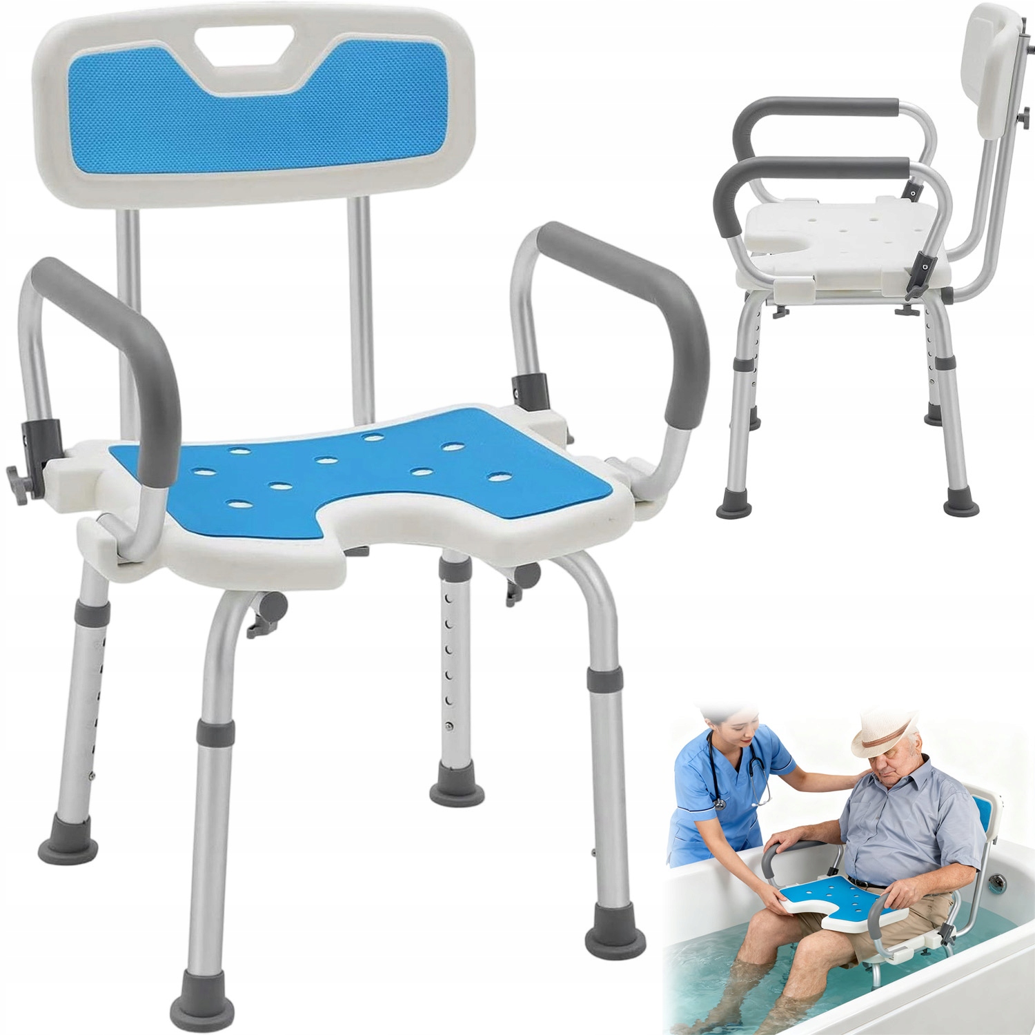 Taboret Krzesło Pod Prysznic Krzesło Prysznicowe Stołek Oparcie Uchwyty