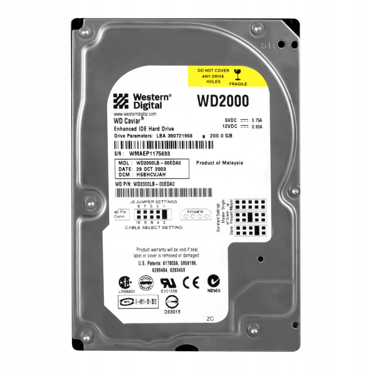 Wd Caviar 200GB 7.2K 2MB Ata 3.5'' WD2000LB-00EDA0