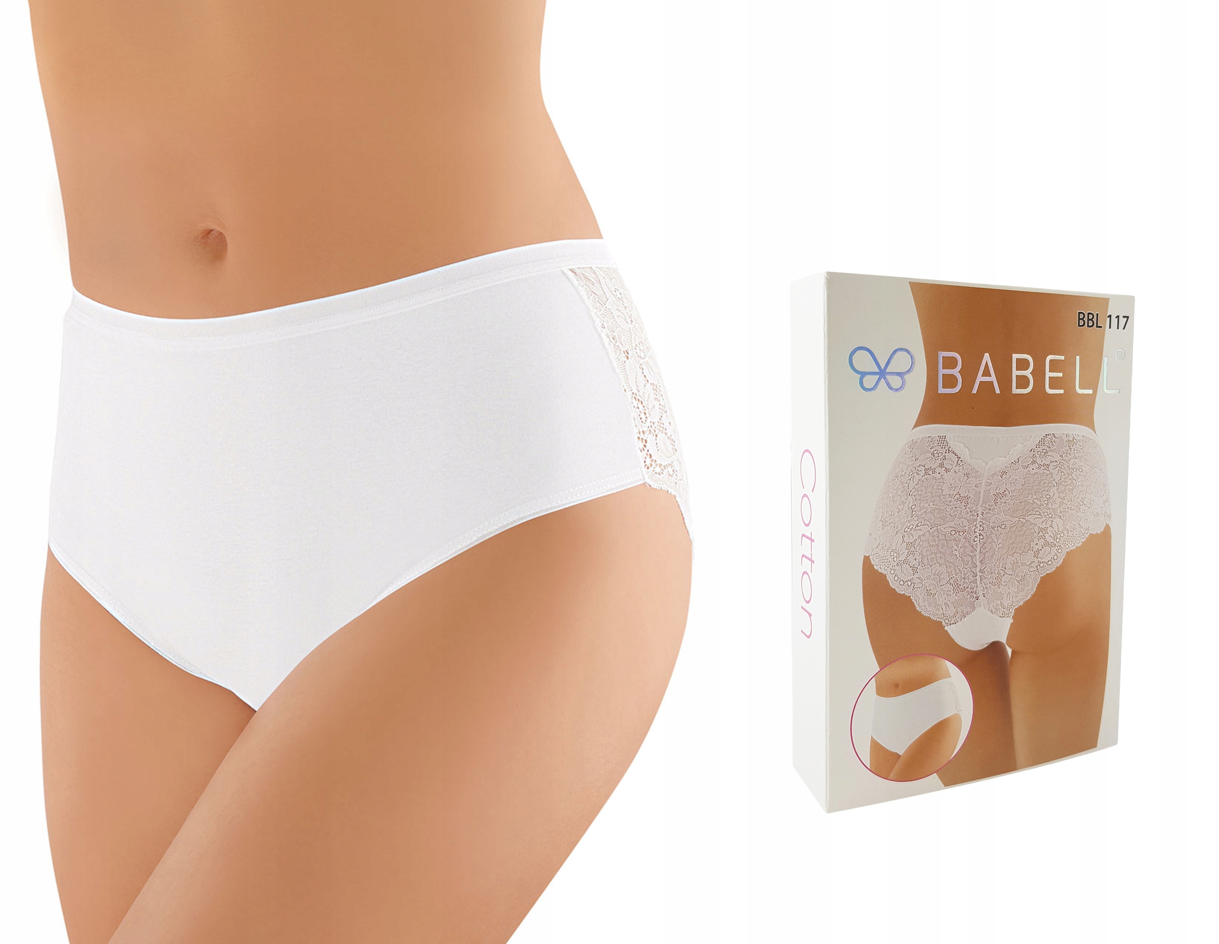 

Majtki Babell 117 - Bawełna Koronka - Białe - XL