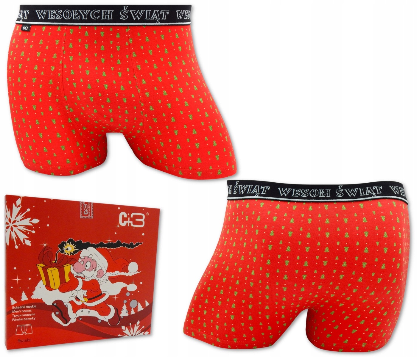 

Świąteczne Bokserki C+3 Święta/mikołajki