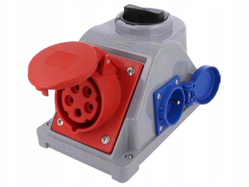 Pevná zásuvka Combo-pol s kolíkem 16A 5P+2P+Z (0-1) IP44 96061541W