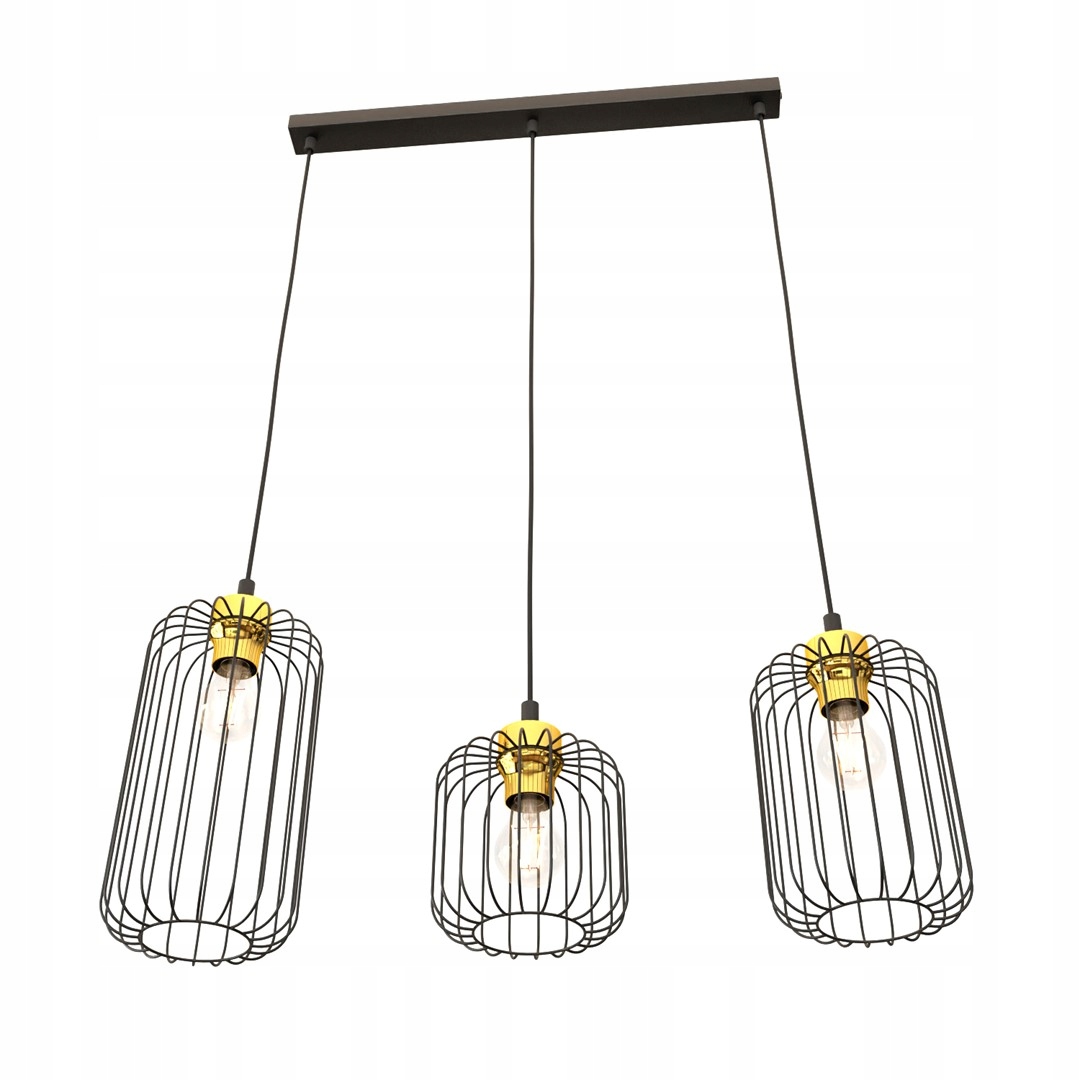 Emibig Vander 3 Bl Gold Závěsná lampa s převisem Ocel, práškově lakovaná, černá