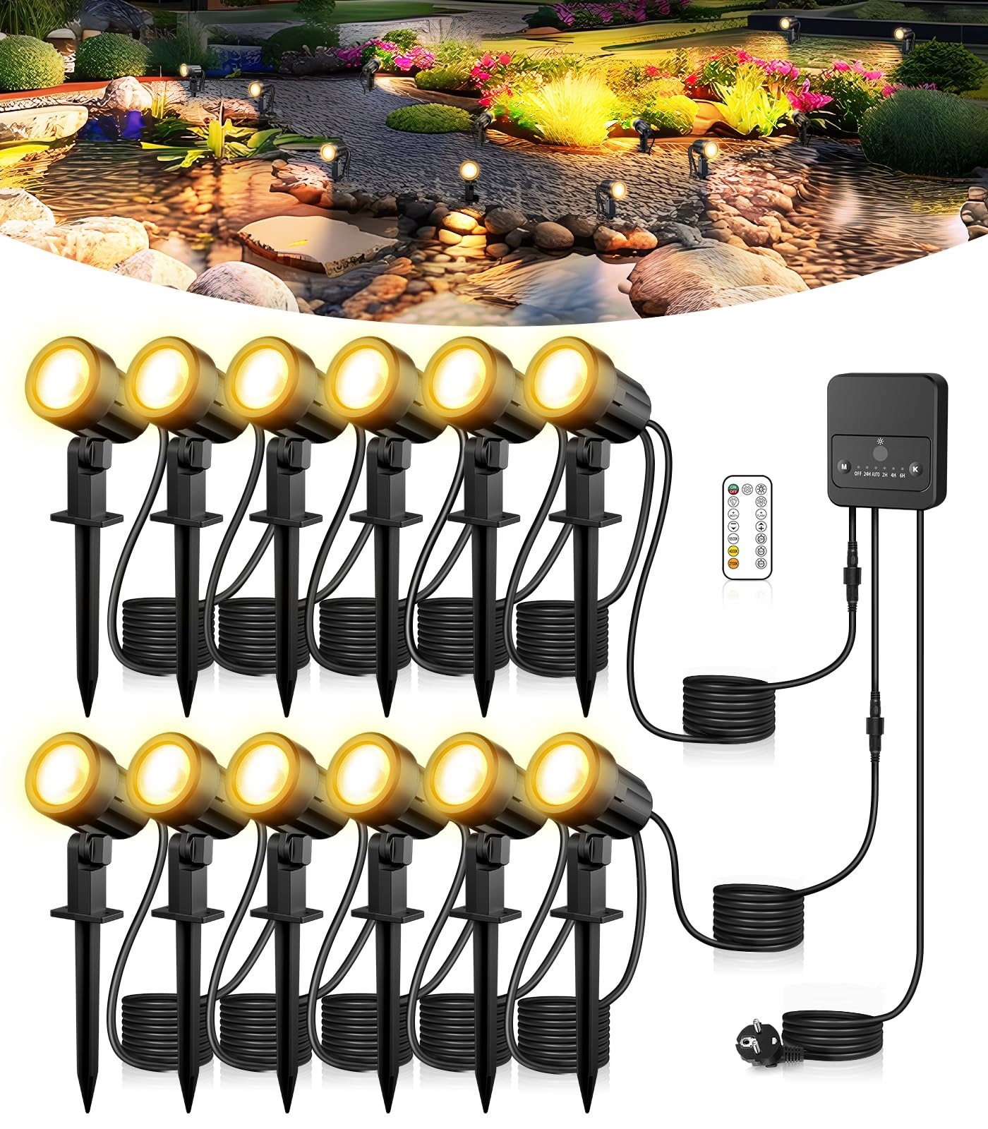 CLV Led záhradné osvetlenie 35M Dimmovateľné diaľkové ovládanie IP66 Vodotesné 2400LM
