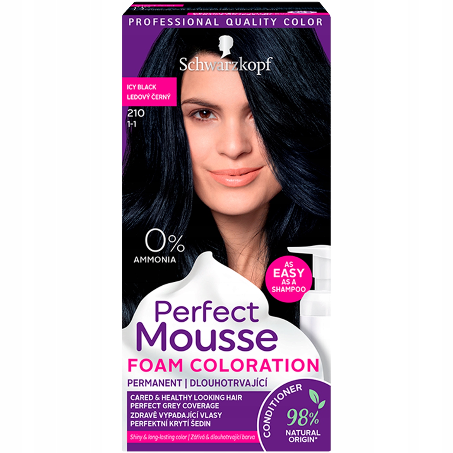 

Schwarzkopf Perfect Mousse Farba 210 lodowa czerń