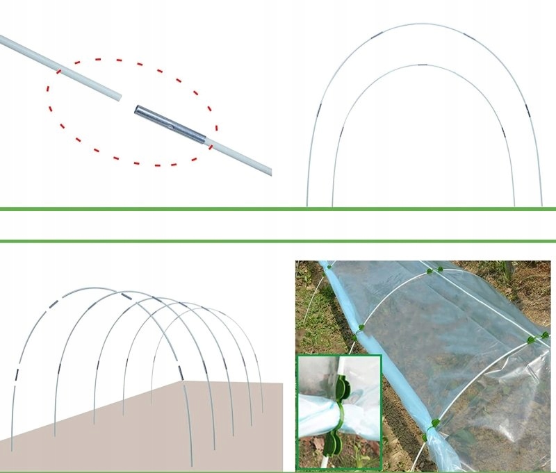 STELAŻ Szklarnia Tunel Szkielet OGRODOWY do UPRAW Długość 500 cm