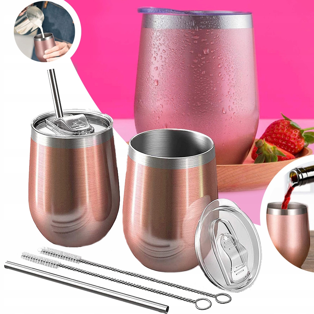 IZOLOWANY KUBEK NA WINO ZE STALI NIERDZEWNEJ, KUBEK NA KAWĘ Z POKRYWKĄ