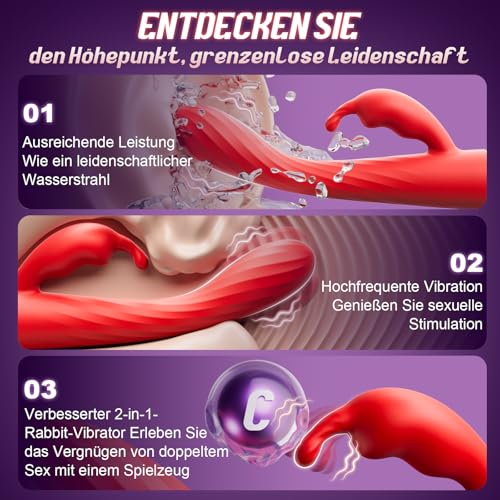 RABBIT VIBRATOR Dla Kobiet Dildo Wibrator G Punkt 10 Trybów Stymulator — miniatura 3