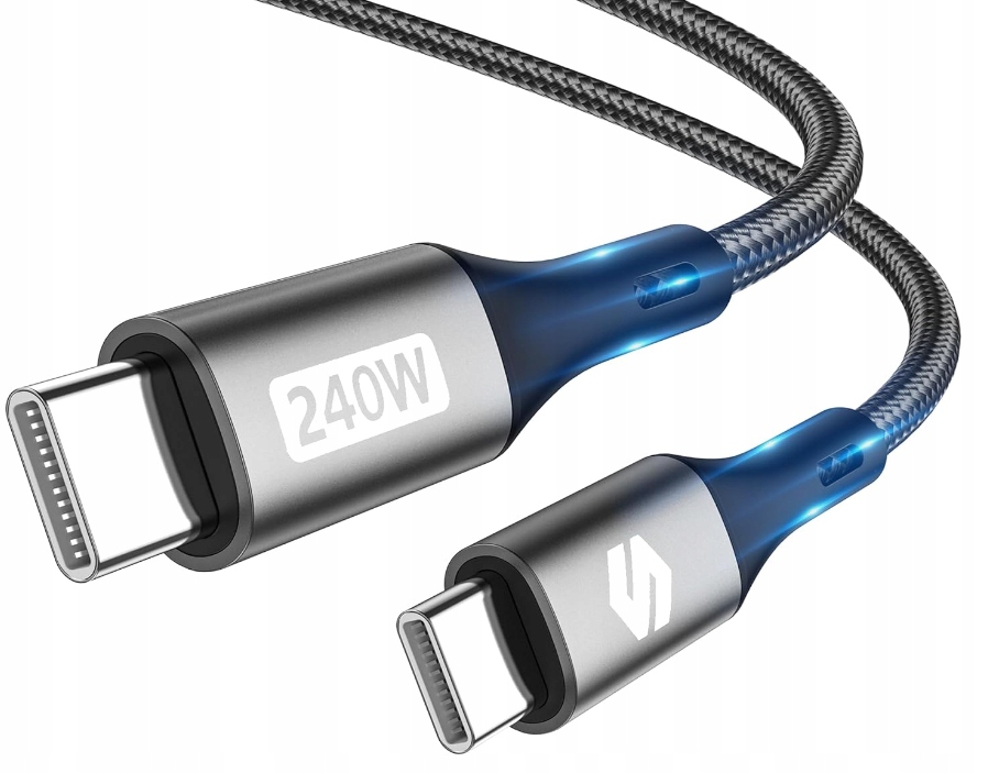 KABEL SILKLAND USB-C PD3.1 QC4.0 240W 480MB/S OPLOT 2M SZARY