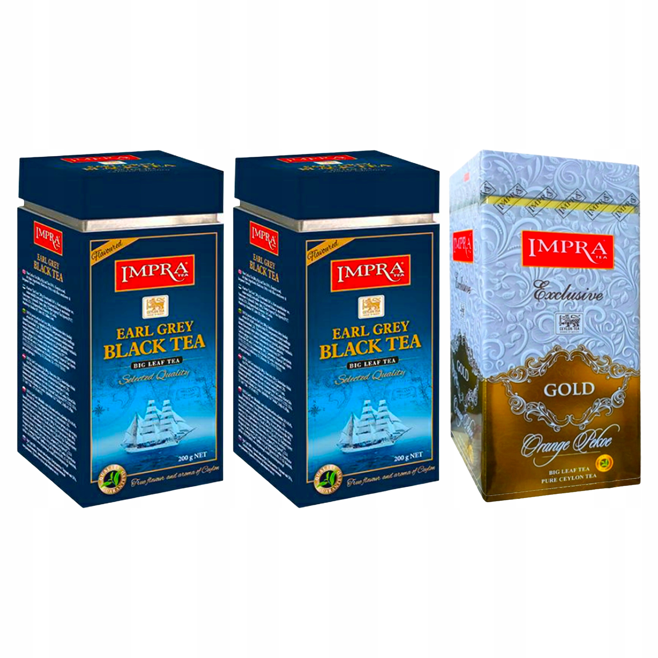 Impra zestaw 3 herbat Czarnych liściastych w Puszce 2 x Earl Grey Gold 600g