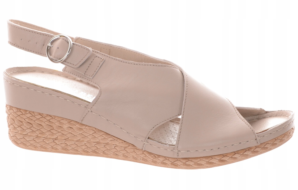 Ryłko Béžové Kožené Sandály Platforma 38