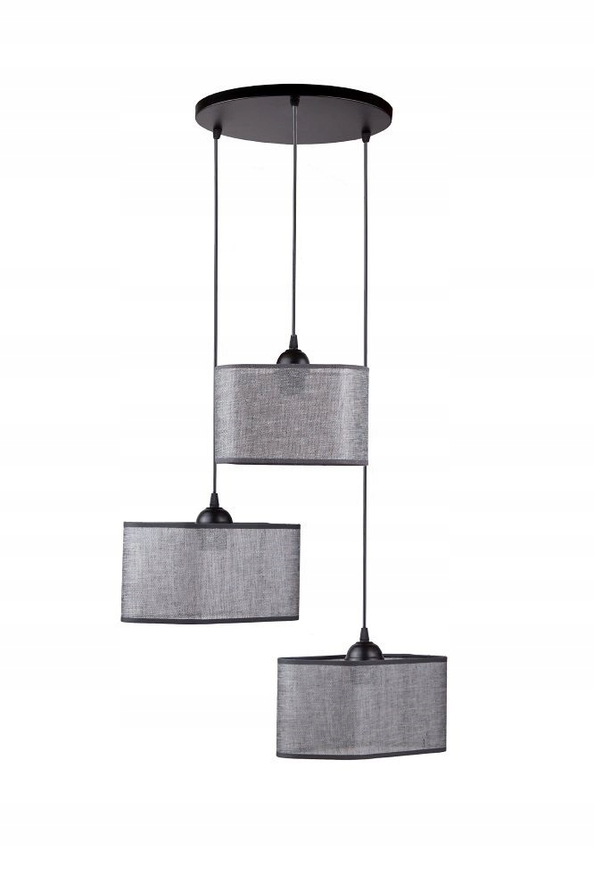 Trojitá závěsná lampa Grigio s třemi stínidla a regulací výšky E27