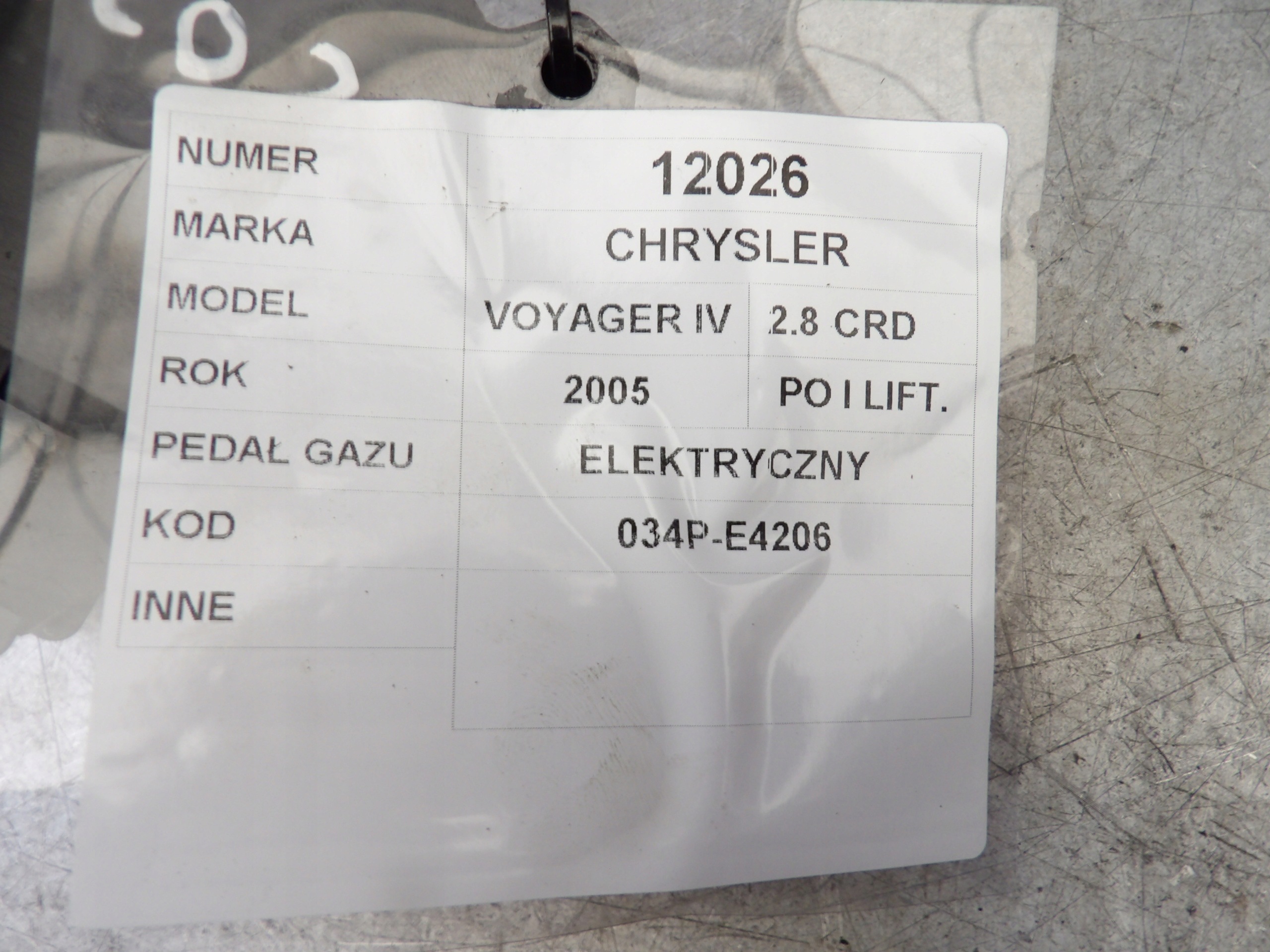 Chrysler Voyager IV electrical accelerator pedal