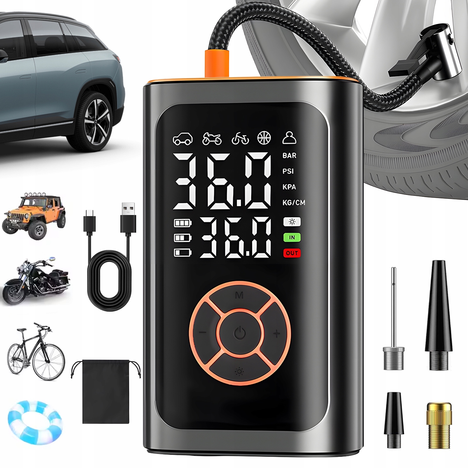 Elektrická Cyklistická Pumpa Na Kolo Automobilová Kompresor Výkonná