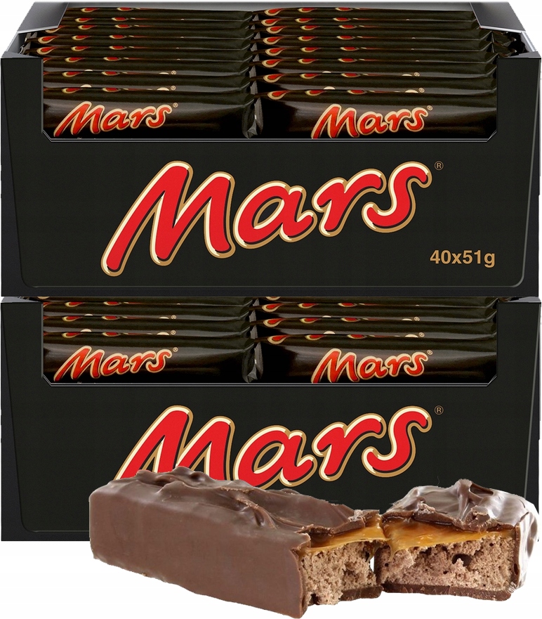 Baton z nadzieniem nugatowo-karmelowym Mars 51g x80