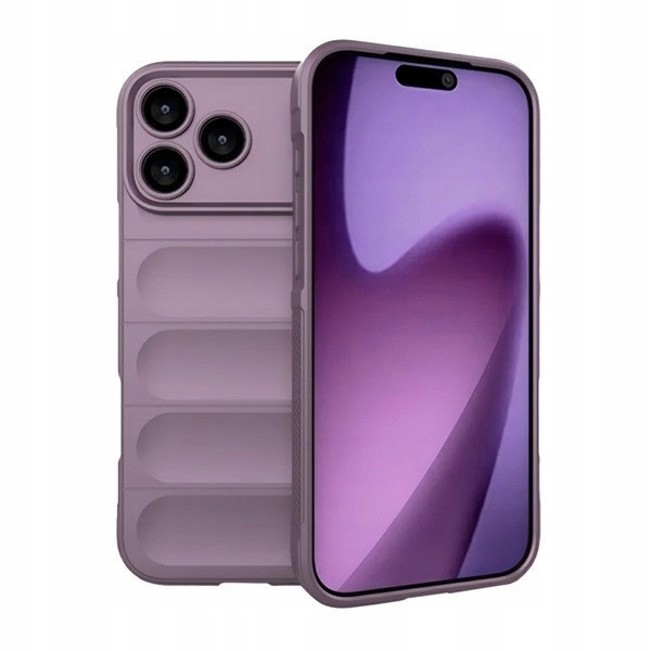 Apple iPhone 17 Pro, Silikonowe etui, średnio odporne na uderzenia, wzór 3D, fioletowe