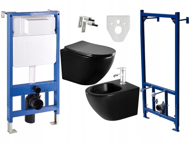 MEXEN LENA STELAŻ MISKA WC CZARNA MAT DESKA BIDET