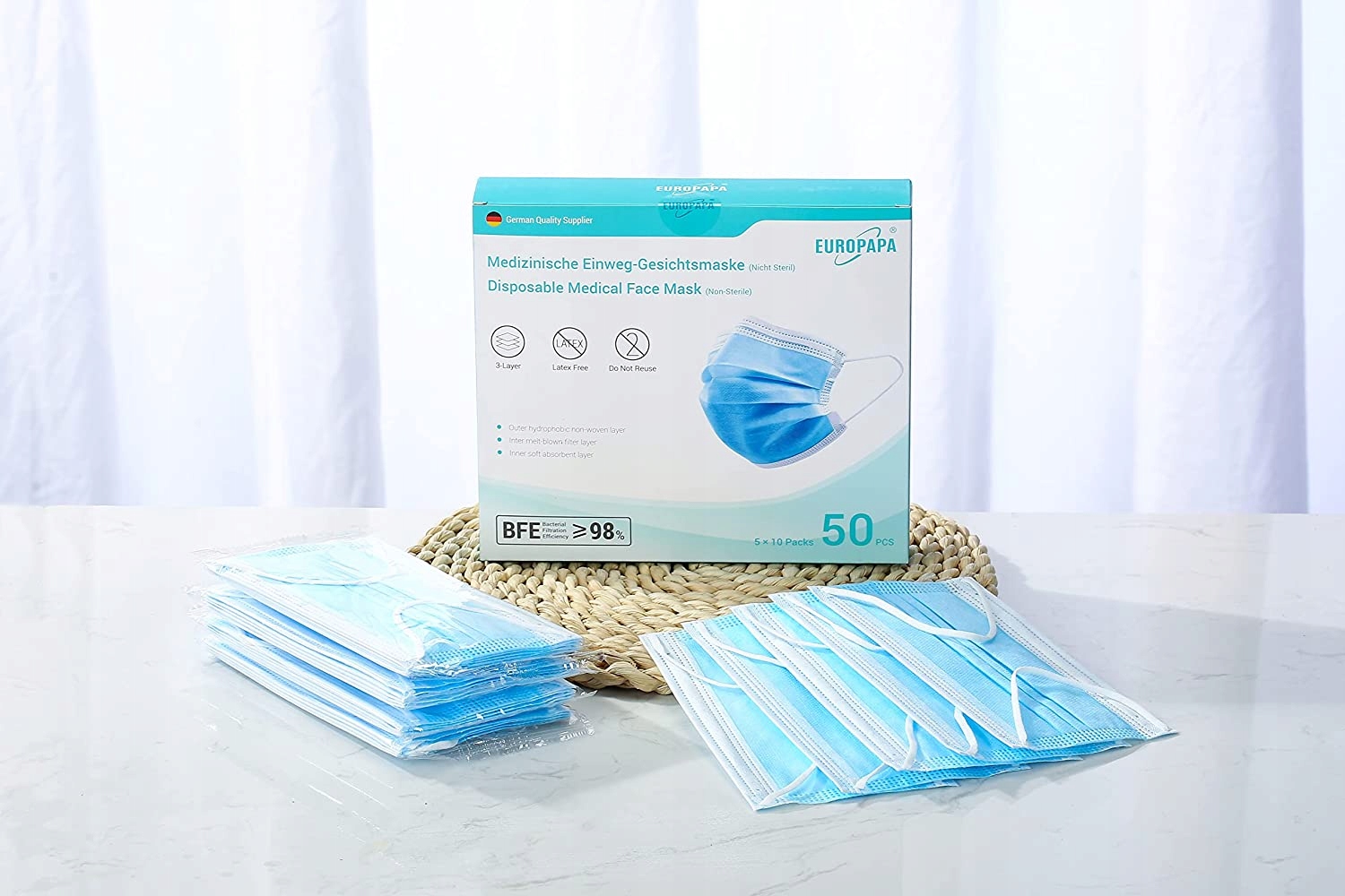 50x MASKA MEDYCZNA OCHRONNA EUROPAPA KN95 CE Marka inna