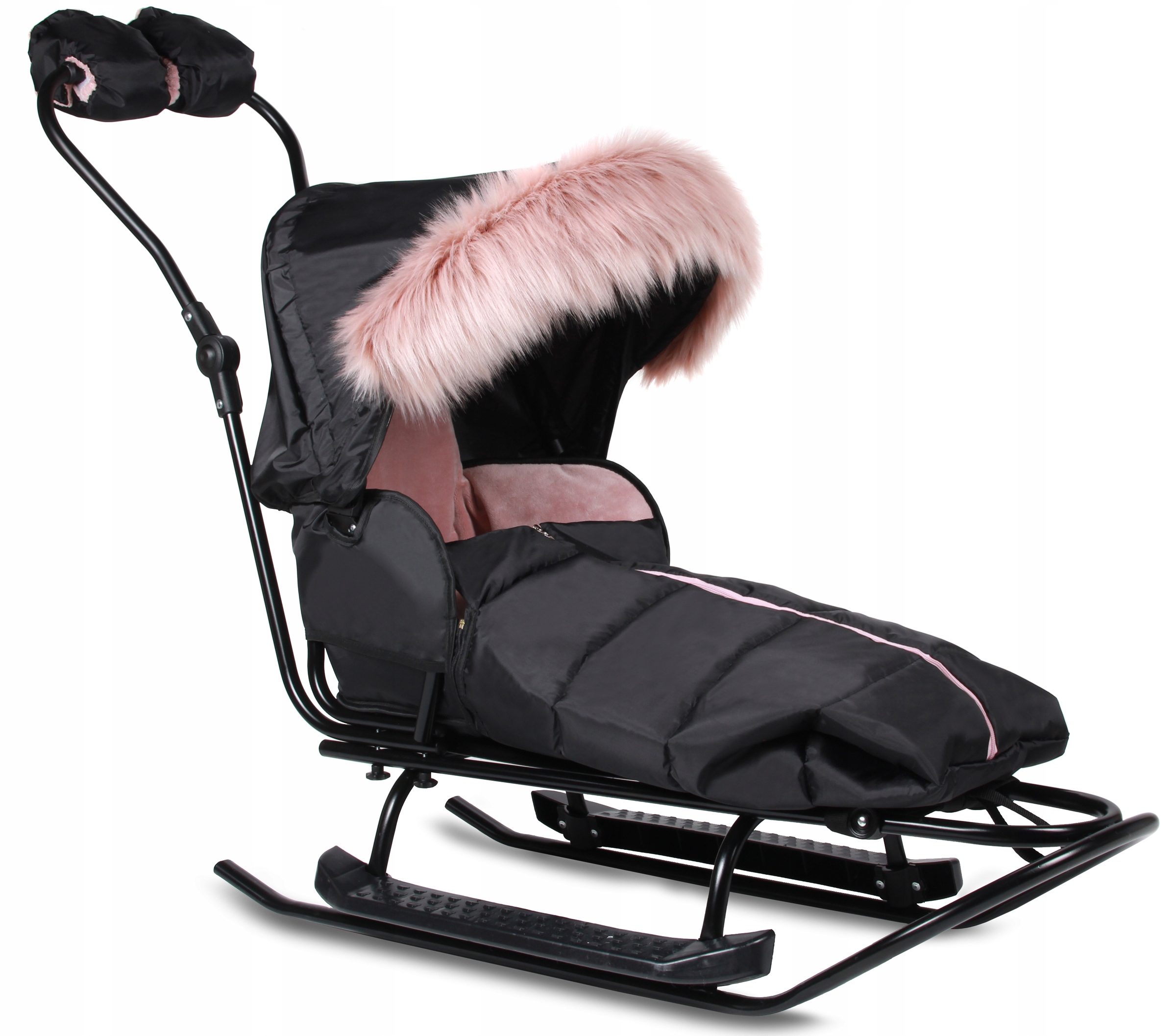 SANKI z antypoślizgowym podnóżkiem ŚPIWÓR BUDKA Z FUTREM+MUFKI produkt PL