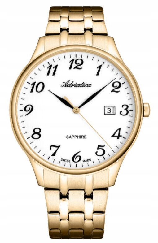 Adriatica pánské hodinky A1300.1123Q zlaté čitelné safírové číslice sklo