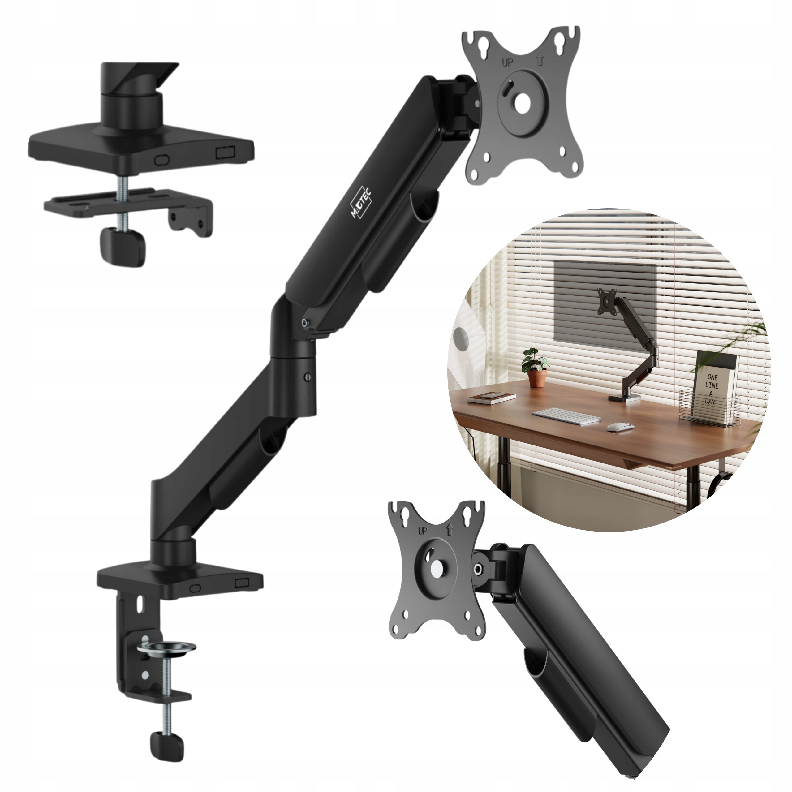 Uchwyt Do Monitora Biurkowy Regulowany 17 32 Max 9KG Vesa 75×75 100×100mm