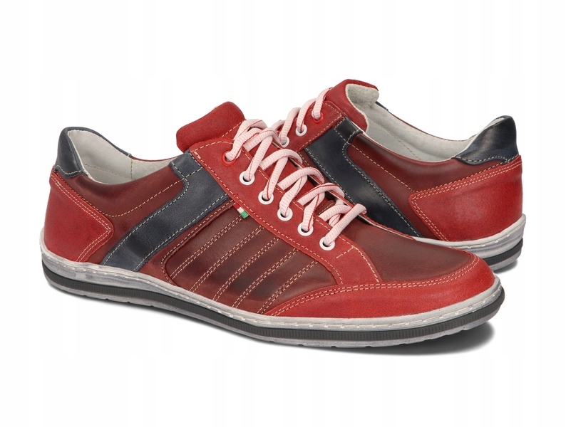 BUTY MĘSKIE SKÓRA CASUAL PÓŁBUTY 236 CZERWONY 42 Model CASUAL