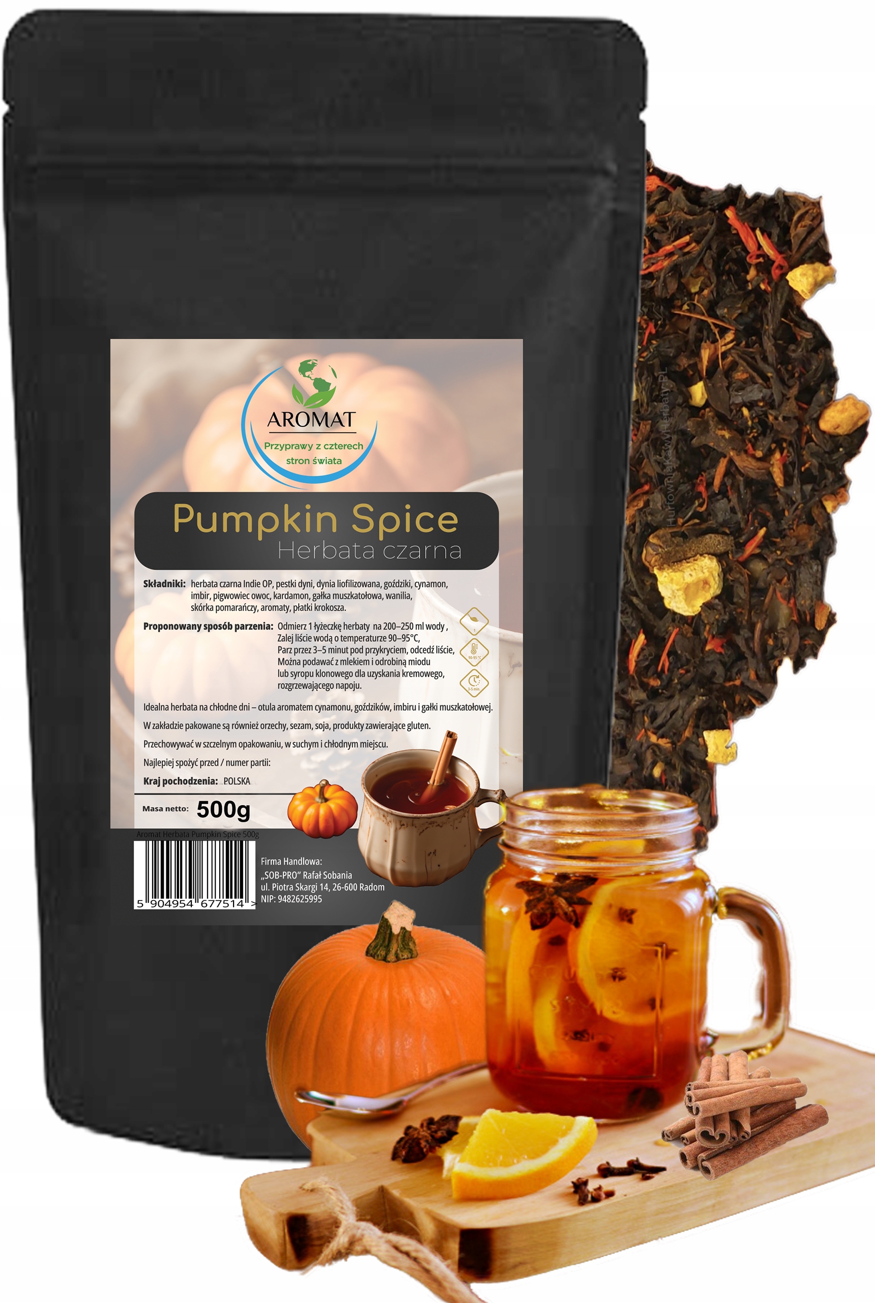 Levně Pumpkin Spice Čaj 500 G |Dýňová podzimní směs|KOŘENĚNÁ Příchuť