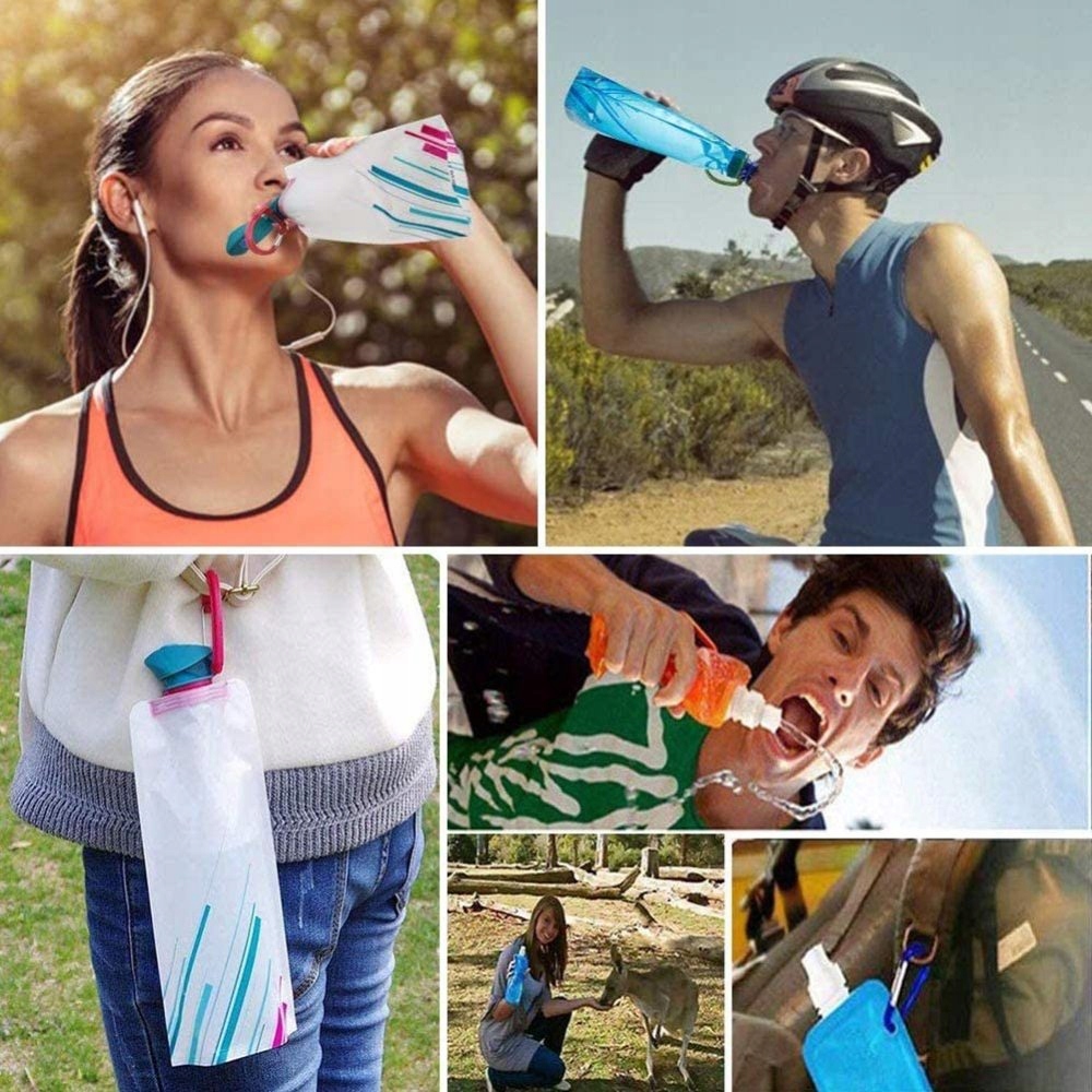 BUTELKA SKŁADANA NA WODĘ TURYSTYCZNA PODRÓŻNA WIELORAZOWA ZWIJANA700ML 6SZT Rodzaj miękki bidon (softflask)